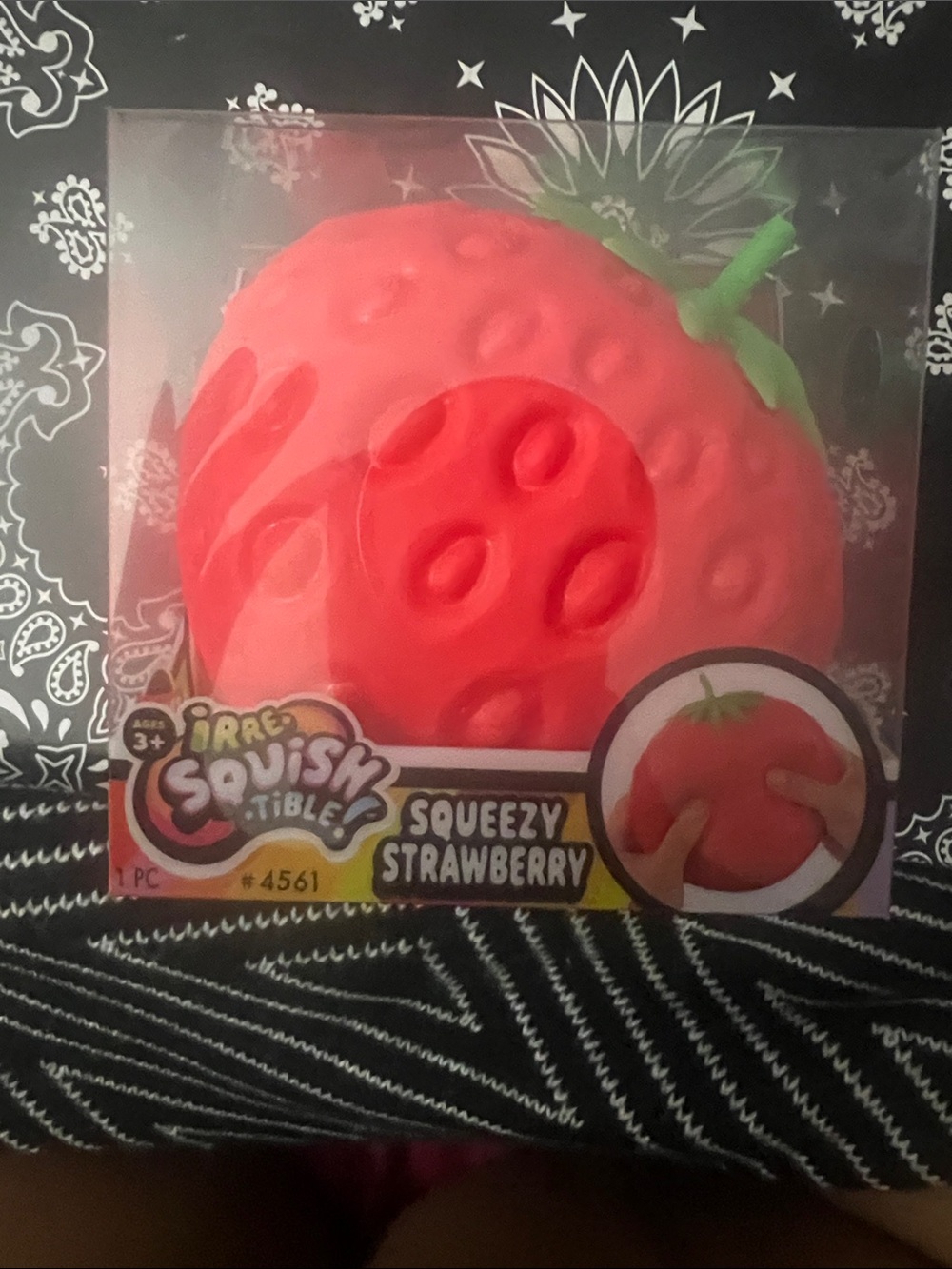 Squeezy Strawberry Squishy Toy - Pink & Green